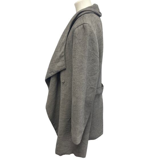 H&M Divided Womens Size 8 Wool Blend Fully Lined Belted Flowy Lapel Winter Coat - Picture 3 of 5